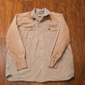 Carhartt Tan and Brown Casual Button Down Shirt